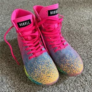 NOBULL Glitch Vibrant Pink and Yellow High-Top Sneakers